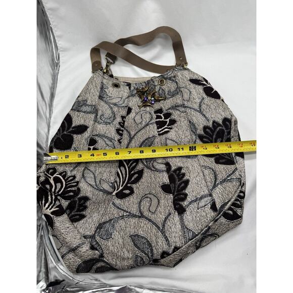 Zen Amsterdam Tapestry Hobo Tote Purse Shoulder Bag Purple Sliver Floral - Picture 13 of 13